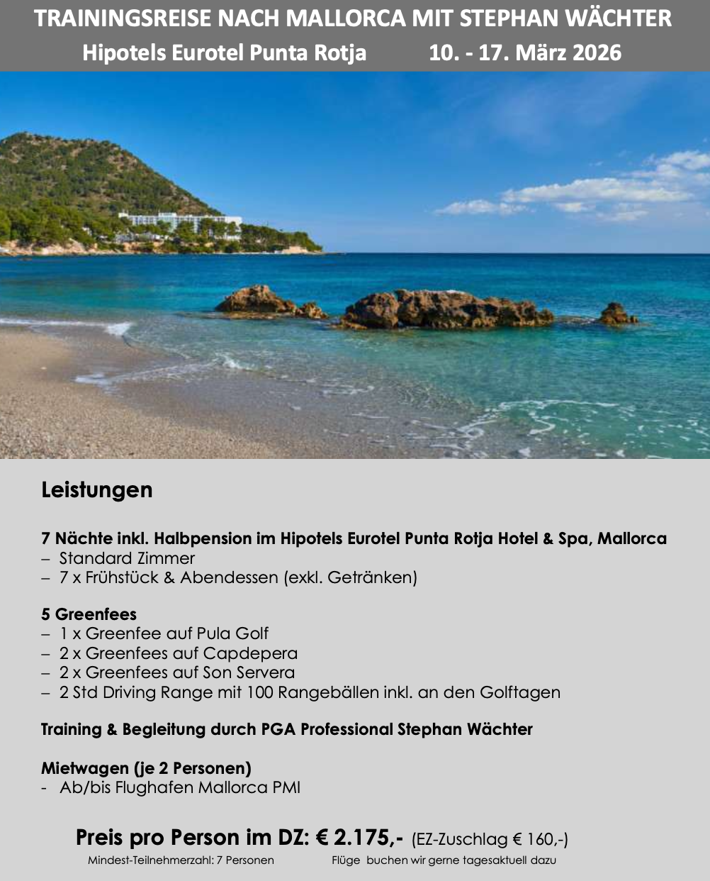 Golfreise Hipotels Eurotel Punta Rotja, Mallorca, Spanien, März 2026 Golfreise Hipotels Eurotel Punta Rotja, Mallorca, Spanien, März 2026